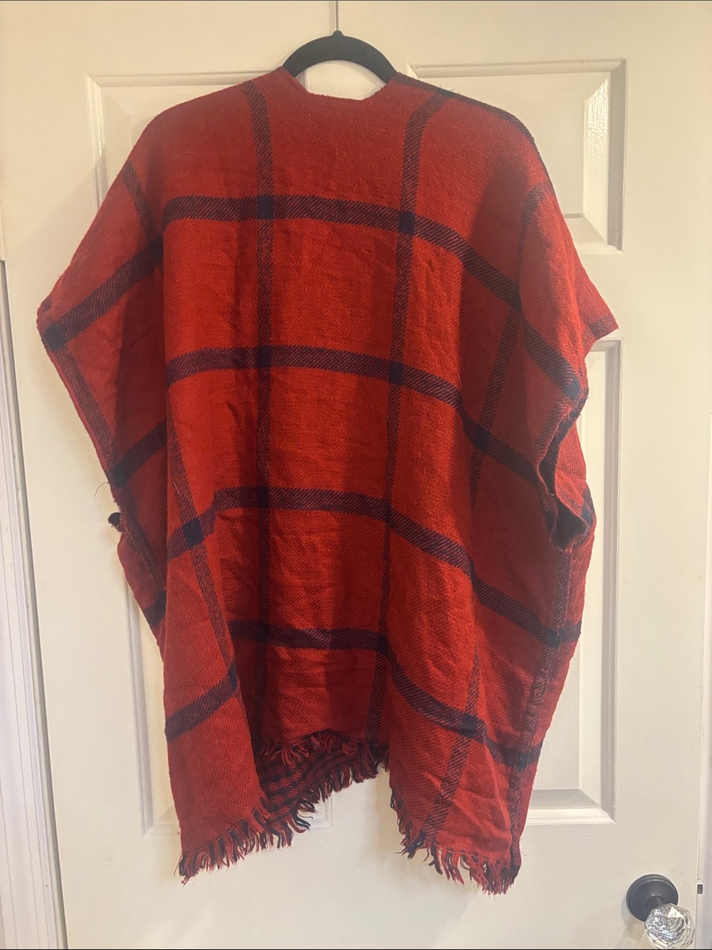 LOFT Red and Black Plaid Shawl Cardigan. Reversable print - Picture 2 of 2